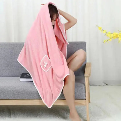 Home Coral Velvet Soft Absorbent Wearable Bath Towel