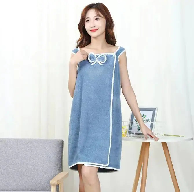 Home Coral Velvet Soft Absorbent Wearable Bath Towel