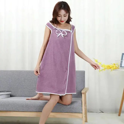 Home Coral Velvet Soft Absorbent Wearable Bath Towel