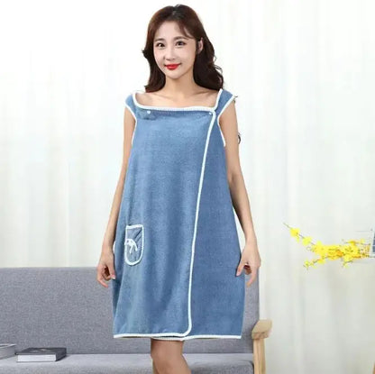 Home Coral Velvet Soft Absorbent Wearable Bath Towel